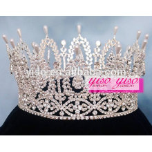 Magnifique costume de luxe rhinestone grande couronne de tiare de mode ronde